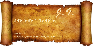 Járó Irén névjegykártya